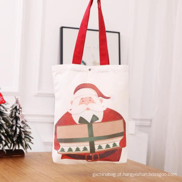 Christmas Red Cotton Cotton Tote Sags com alça